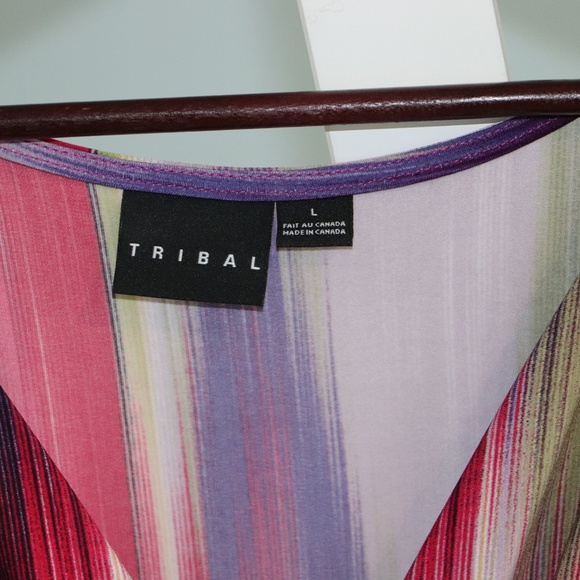 Midi high low dress by Tribal - Fuchsia, purple and green - Picture 2 of 4